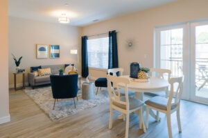 Interior apartment living room and dining area