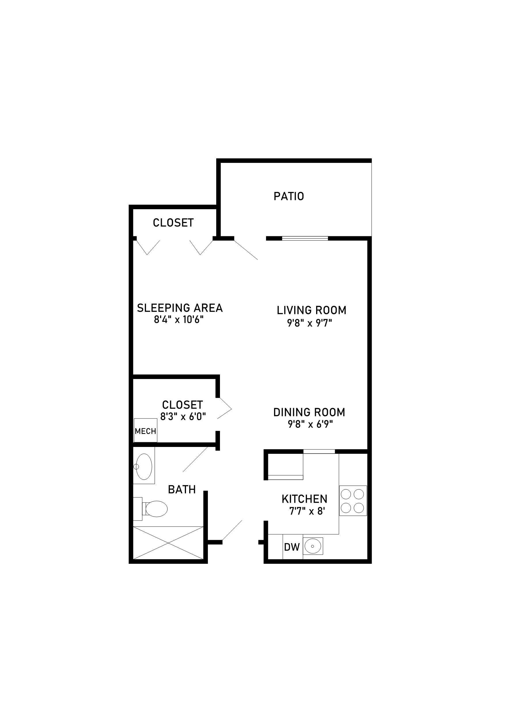 Thumbnail image studio apartment 493 square feet