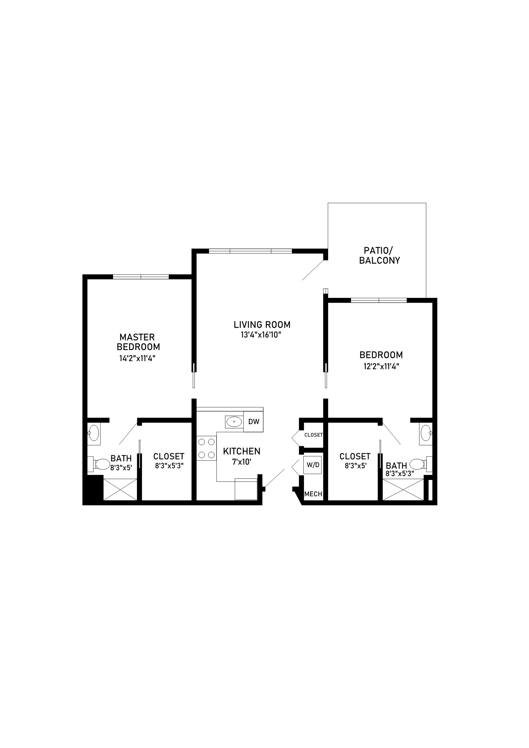 Thumbnail image of 2 bedroom apartment 850 square feet